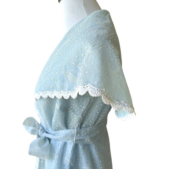 Vtg B. Cohen Floral Tulip Sky Blue Robe Peignoir Sheer Size Small 50’s 60’s - Picture 8 of 16